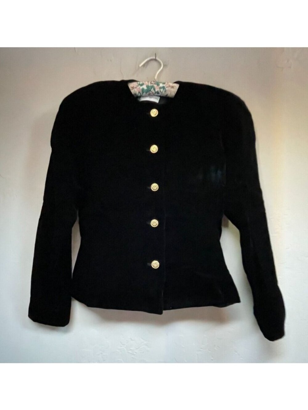 Vintage Albert Nipon Womens Size 6 Black Velvet Blazer Jacket Union Made ILGWU